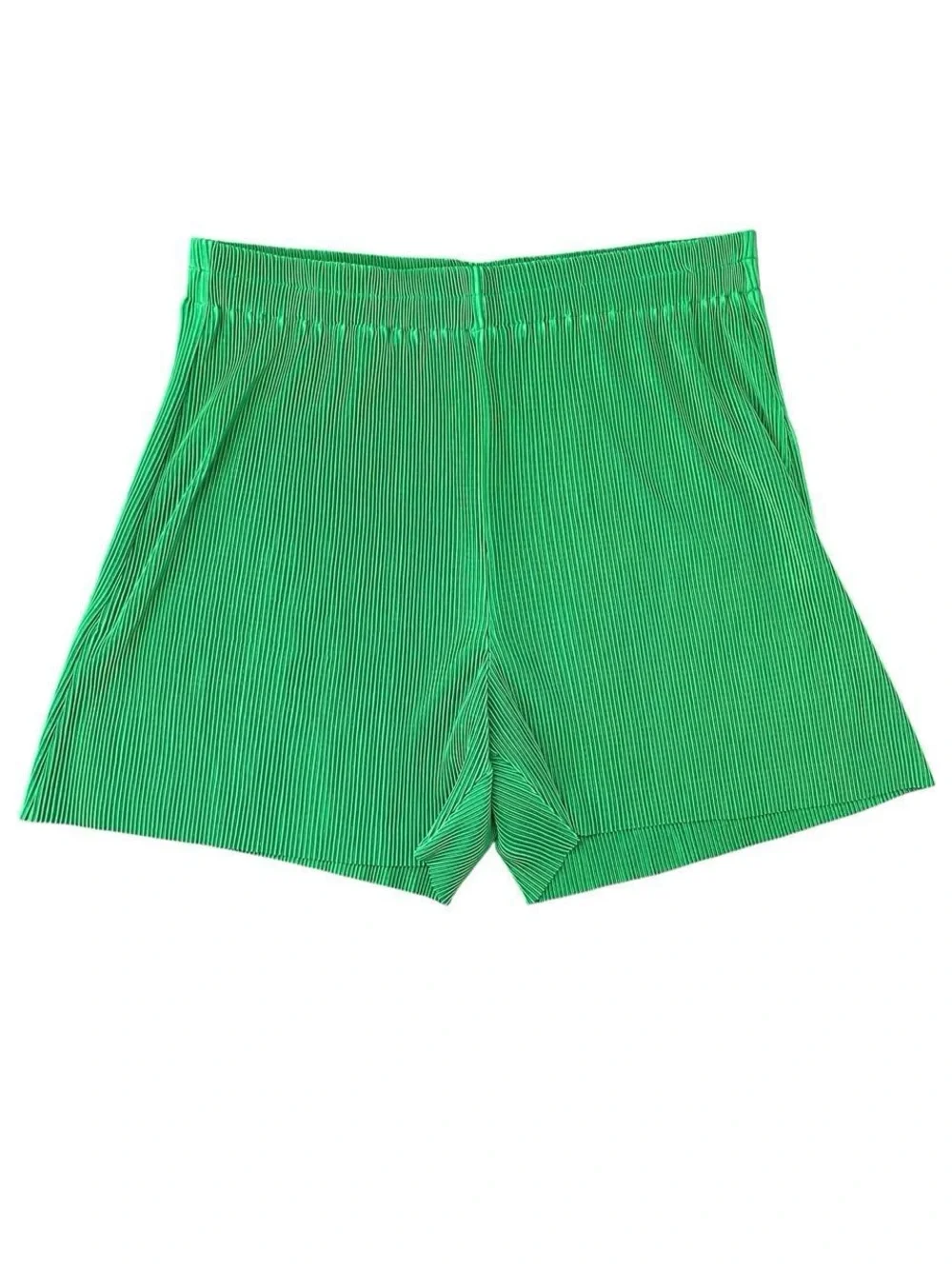 UMGEE Pleated Plissé Two-Piece Short Set- Green Size:Large